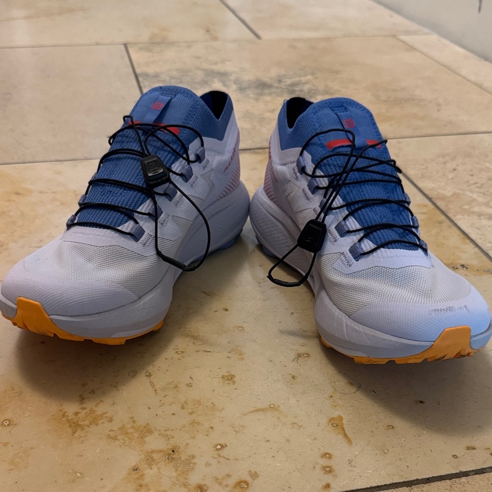 Salomon White and Blue Athletic Shoes